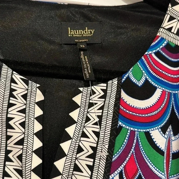 NWT Laundry Shelli Segal V-Neck Blue Red Pink Purple Shift Sleeveless Dress XS - Picture 5 of 10